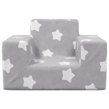 Divano per Bambini Grigio Chiaro con Stelle in Morbido Peluche | homemem39