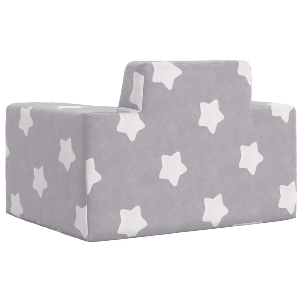 Divano per Bambini Grigio Chiaro con Stelle in Morbido Peluche | homemem39