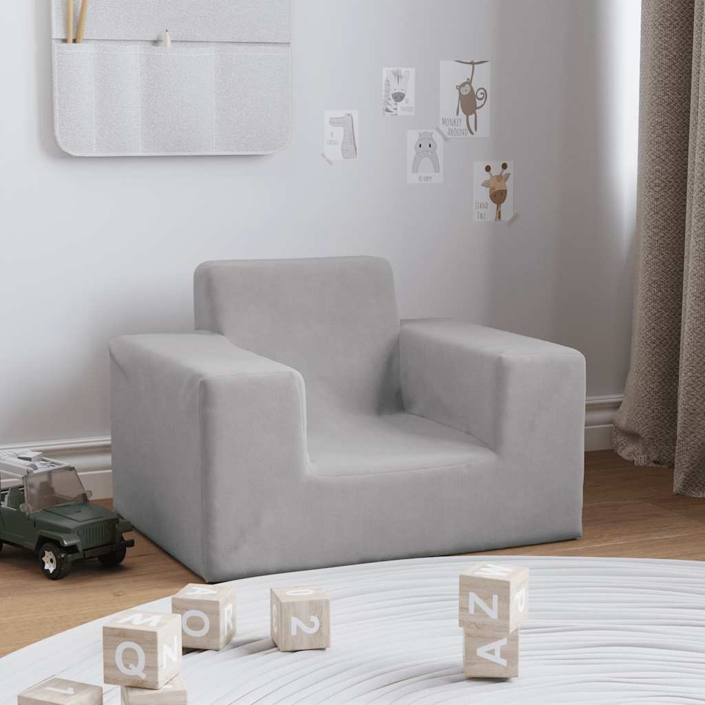 Divano per Bambini Grigio Chiaro in Morbido Peluche | homemem39