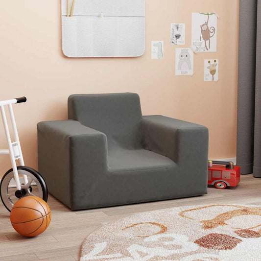Divano per Bambini Antracite in Morbido Peluche | homemem39