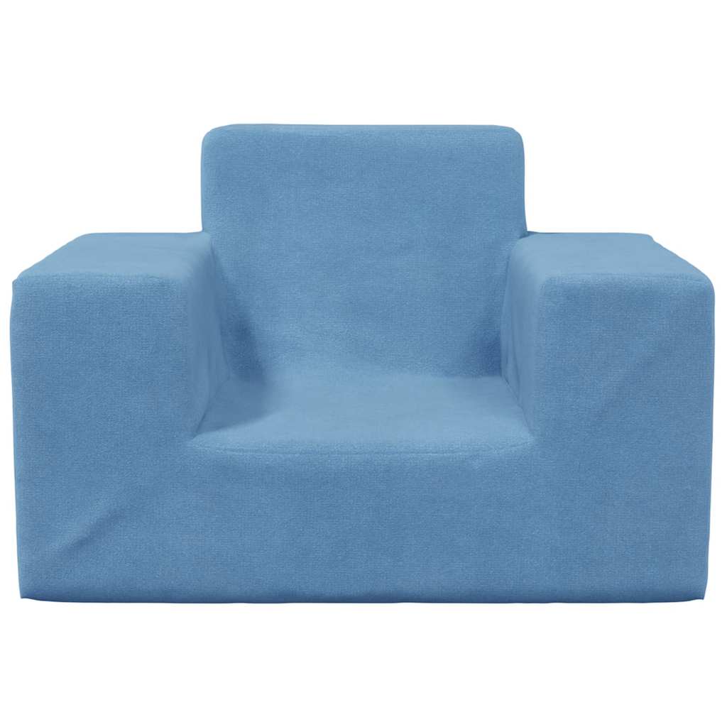 Divano per Bambini Blu in Morbido Peluche