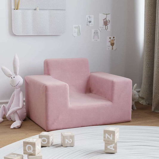 Divano per Bambini Rosa in Morbido Peluche | homemem39