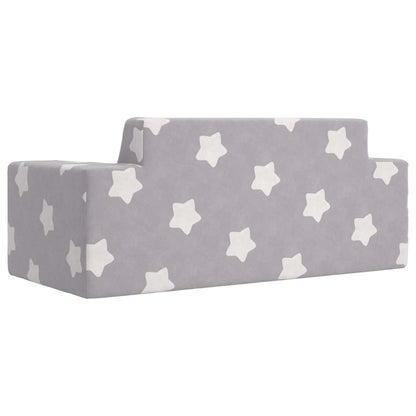 Divano per Bambini 2 Posti Grigio Chiaro Stelle Morbido Peluche | homemem39