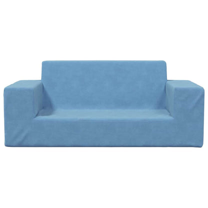 Divano per Bambini a 2 Posti Blu in Morbido Peluche | homemem39