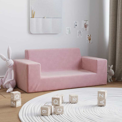 Divano per Bambini 2 Posti Rosa in Morbido Peluche
