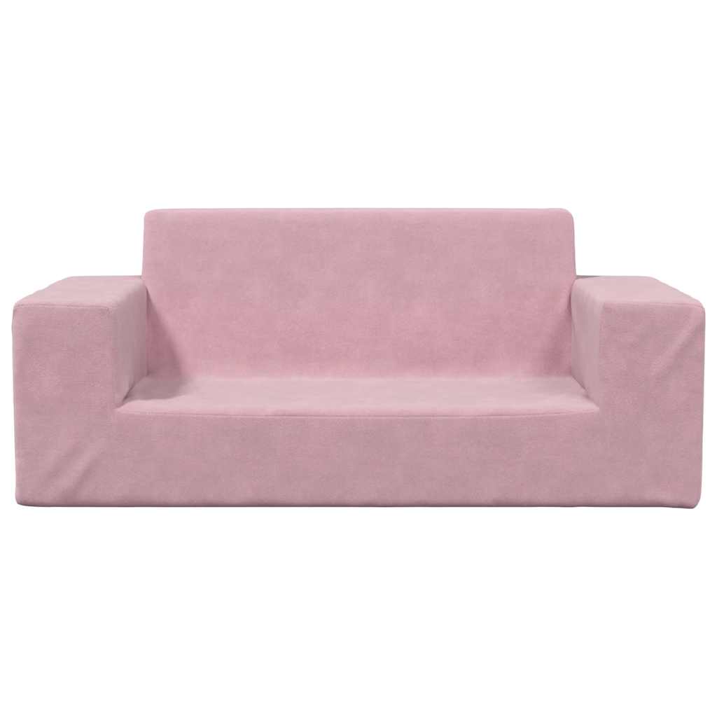 Divano per Bambini 2 Posti Rosa in Morbido Peluche