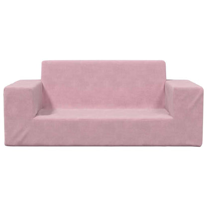 Divano per Bambini 2 Posti Rosa in Morbido Peluche