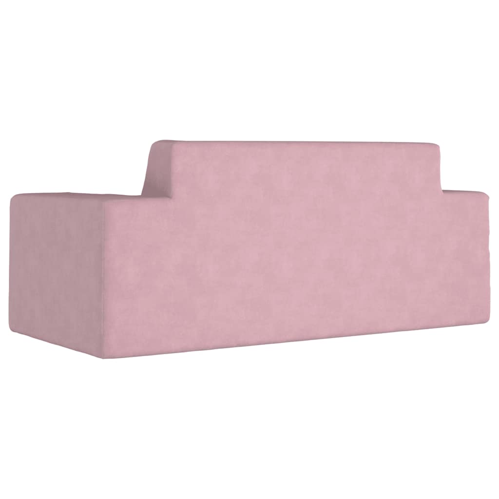 Divano per Bambini 2 Posti Rosa in Morbido Peluche