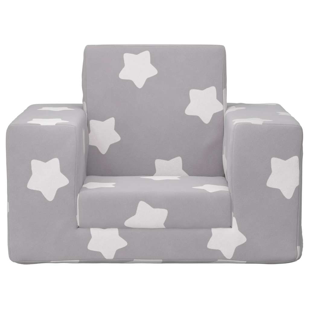 Divano Letto Bambini Grigio Chiaro con Stelle Morbido Peluche | homemem39