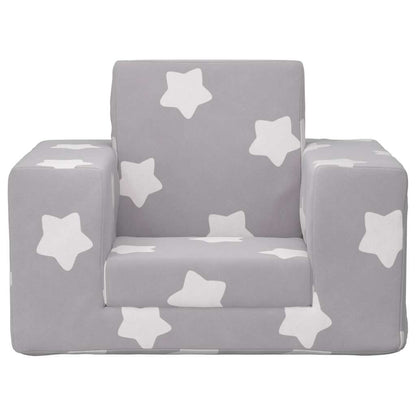 Divano Letto Bambini Grigio Chiaro con Stelle Morbido Peluche | homemem39