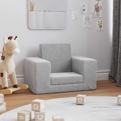 Divano per Bambini Grigio Chiaro in Morbido Peluche | homemem39