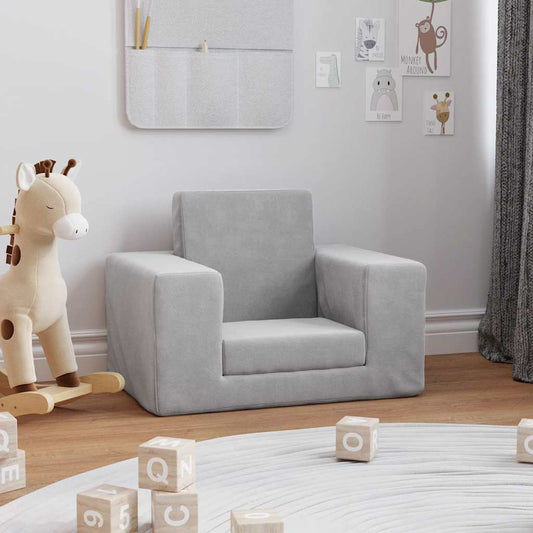 Divano per Bambini Grigio Chiaro in Morbido Peluche | homemem39