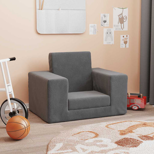 Divano Letto per Bambini Antracite in Morbido Peluche | homemem39