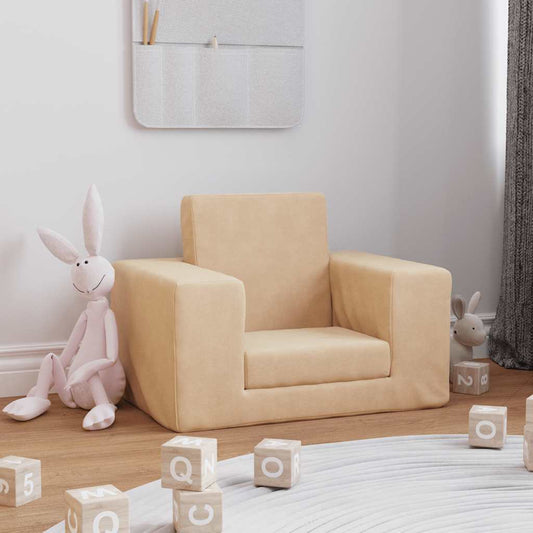 Divano Letto per Bambini Crema in Morbido Peluche | homemem39
