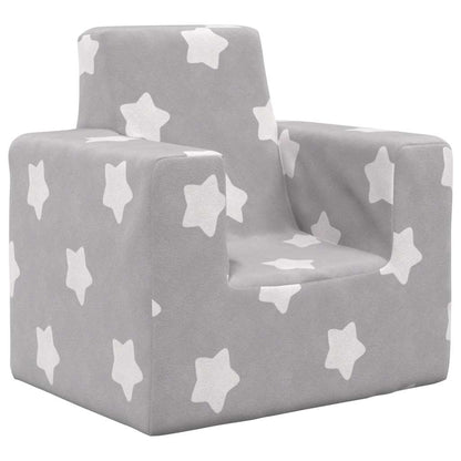 Divano per Bambini grigio chiaro con Stelle in Morbido Peluche