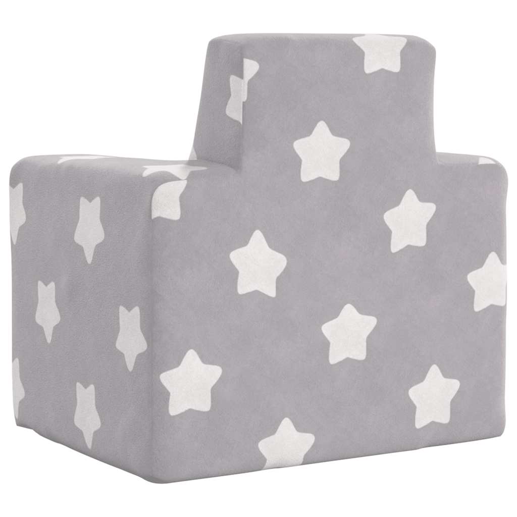 Divano per Bambini Grigio Chiaro con Stelle in Morbido Peluche | homemem39