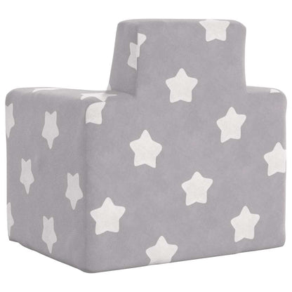 Divano per Bambini Grigio Chiaro con Stelle in Morbido Peluche | homemem39