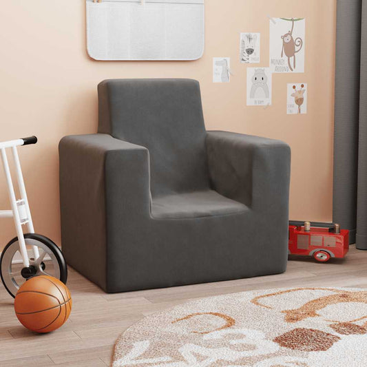 Divano per Bambini Antracite in Morbido Peluche | homemem39