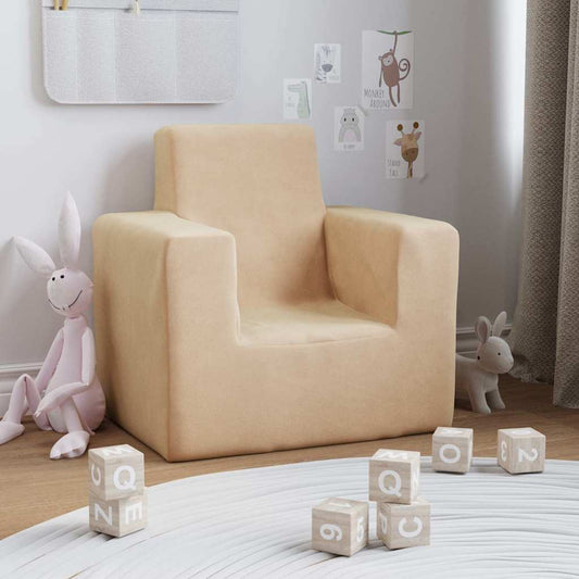 Divano per Bambini Crema in Morbido Peluche | homemem39