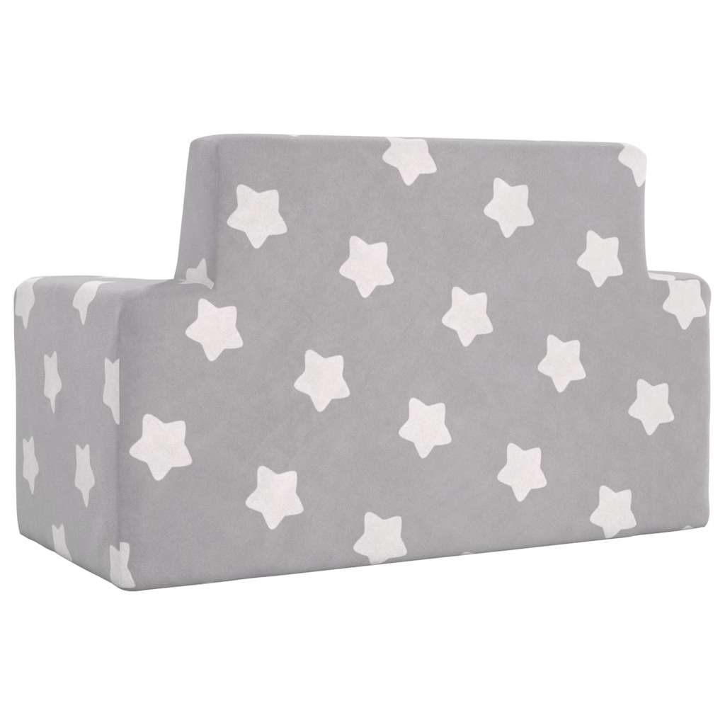 Divano per Bambini 2 Posti Grigio Chiaro Stelle Morbido Peluche | homemem39