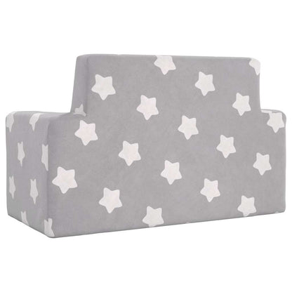 Divano per Bambini 2 Posti Grigio Chiaro Stelle Morbido Peluche | homemem39