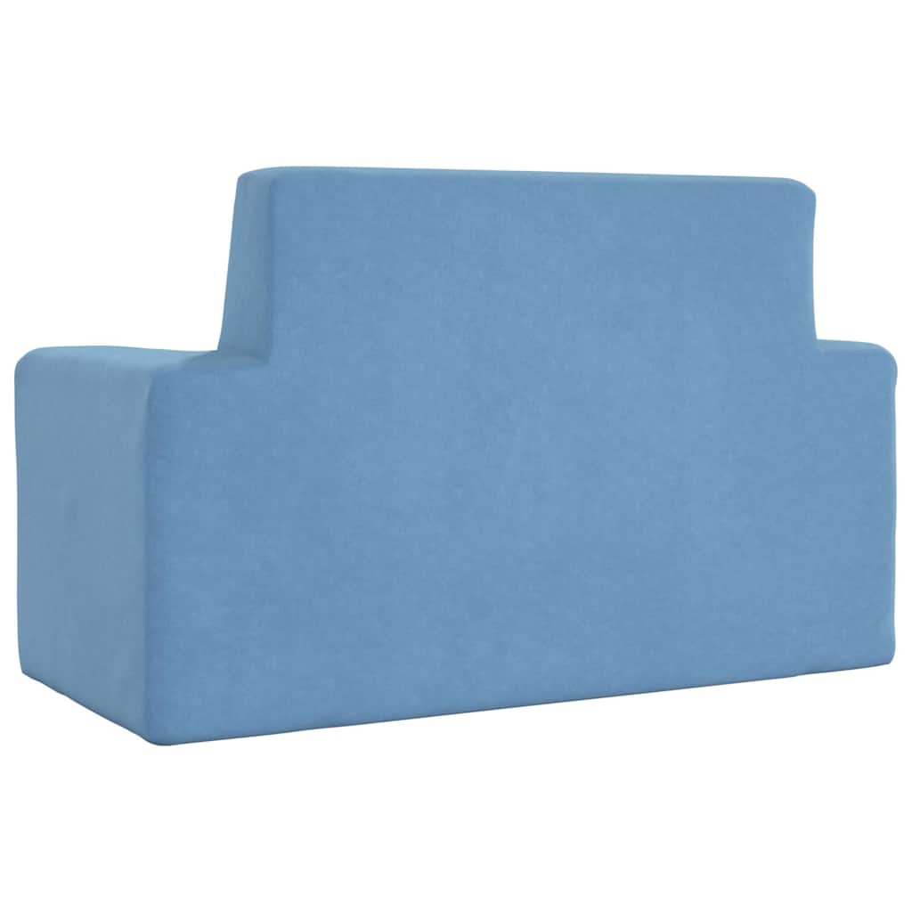 Divano per Bambini a 2 Posti Blu in Morbido Peluche