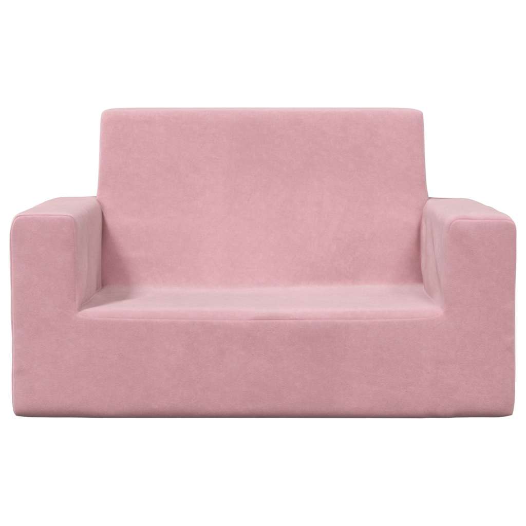 Divano per Bambini 2 Posti Rosa in Morbido Peluche | homemem39