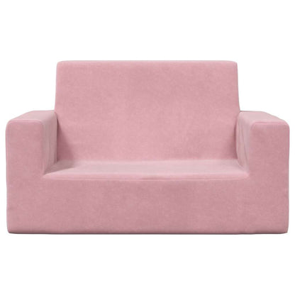 Divano per Bambini 2 Posti Rosa in Morbido Peluche | homemem39