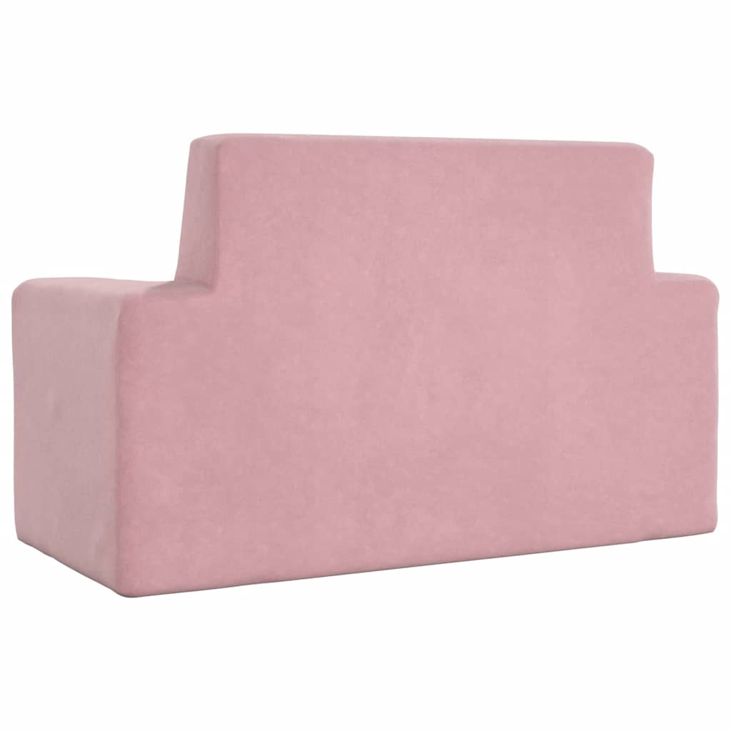 Divano per Bambini 2 Posti Rosa in Morbido Peluche | homemem39