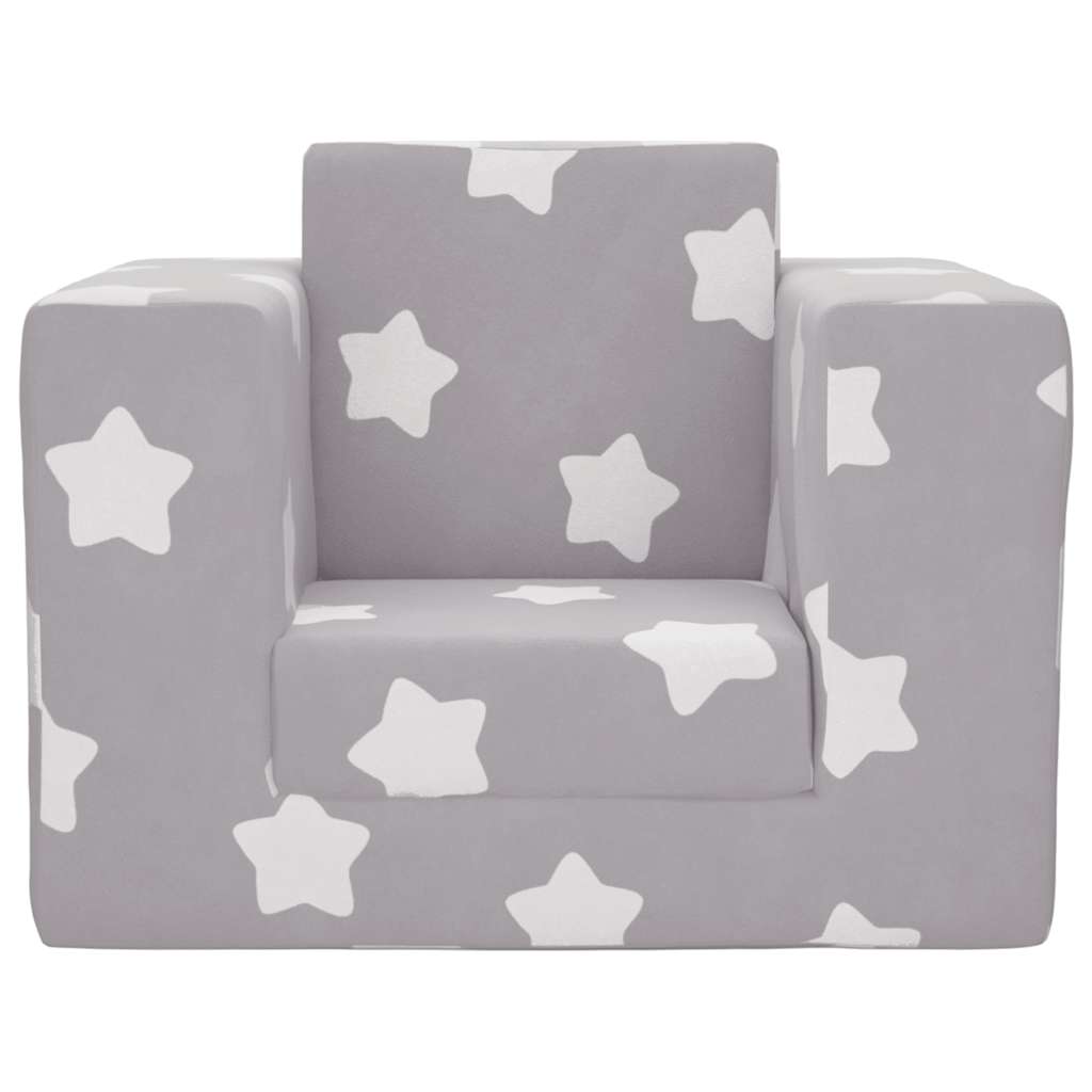 Divano Letto Bambini Grigio Chiaro con Stelle Morbido Peluche | homemem39