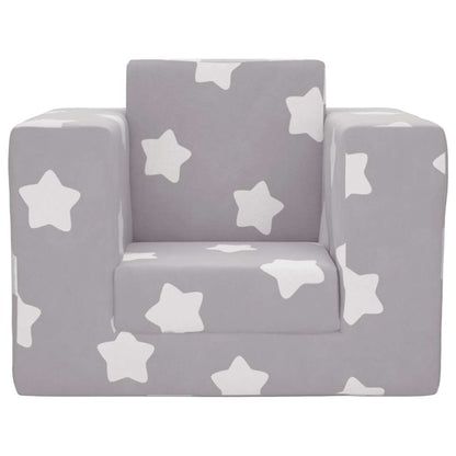 Divano Letto Bambini Grigio Chiaro con Stelle Morbido Peluche