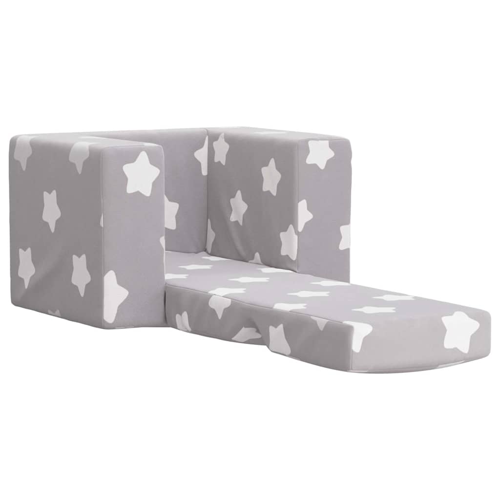Divano Letto Bambini Grigio Chiaro con Stelle Morbido Peluche