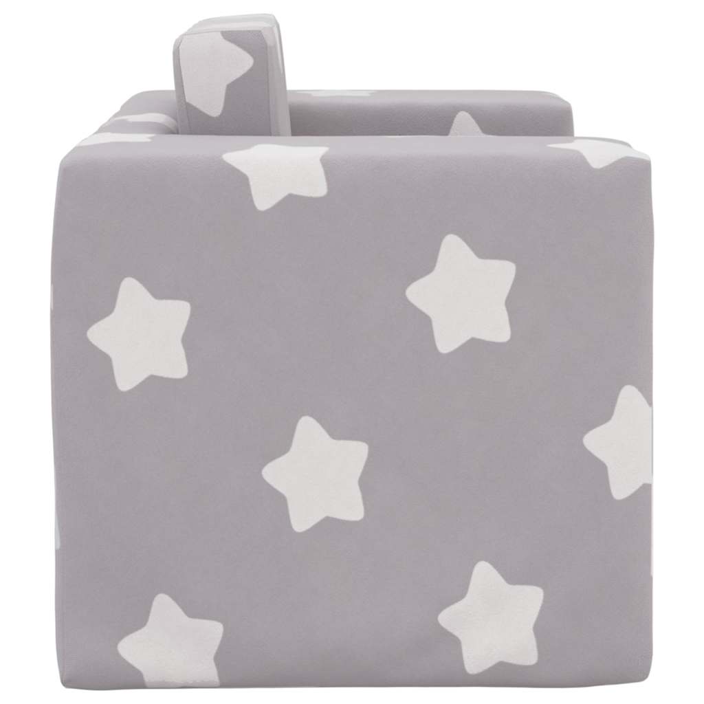 Divano Letto Bambini Grigio Chiaro con Stelle Morbido Peluche | homemem39
