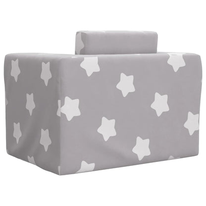 Divano Letto Bambini Grigio Chiaro con Stelle Morbido Peluche