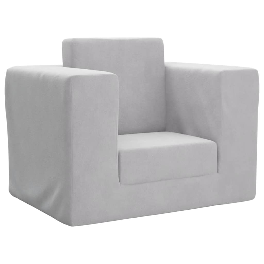 Divano per Bambini Grigio Chiaro in Morbido Peluche