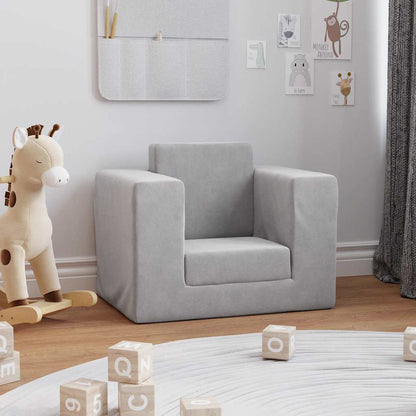 Divano per Bambini Grigio Chiaro in Morbido Peluche