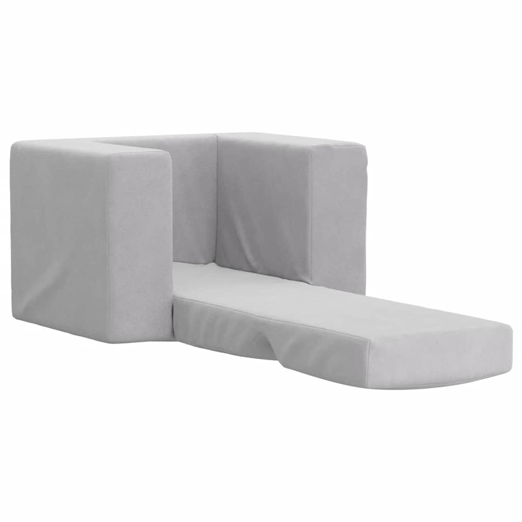 Divano per Bambini Grigio Chiaro in Morbido Peluche