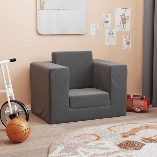 Divano Letto per Bambini Antracite in Morbido Peluche - homemem39