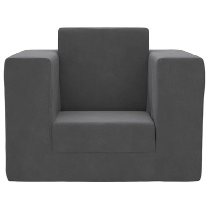 Divano Letto per Bambini Antracite in Morbido Peluche