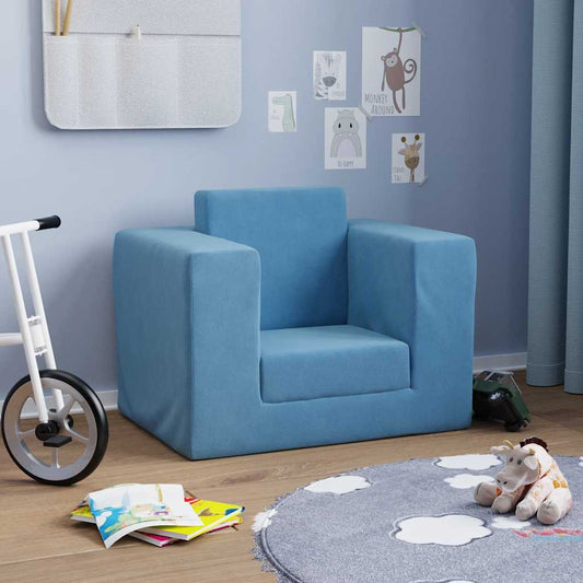 Divano per Bambini Blu in Morbido Peluche - homemem39