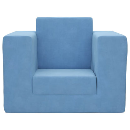 Divano per Bambini Blu in Morbido Peluche