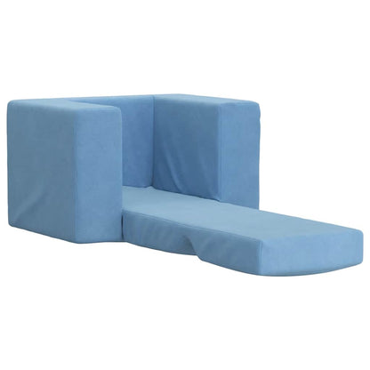 Divano per Bambini Blu in Morbido Peluche