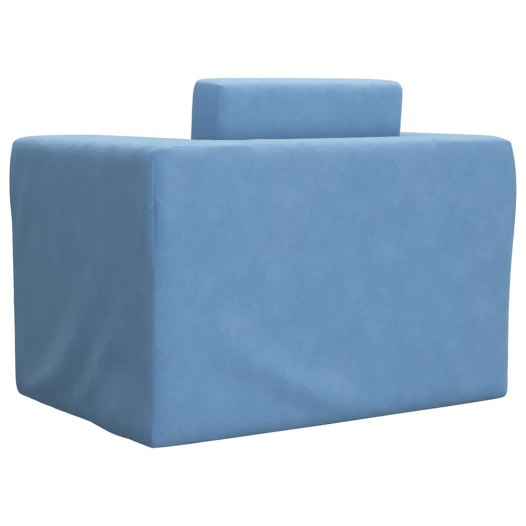 Divano per Bambini Blu in Morbido Peluche