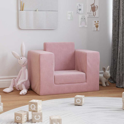 Divano per Bambini Rosa in Morbido Peluche