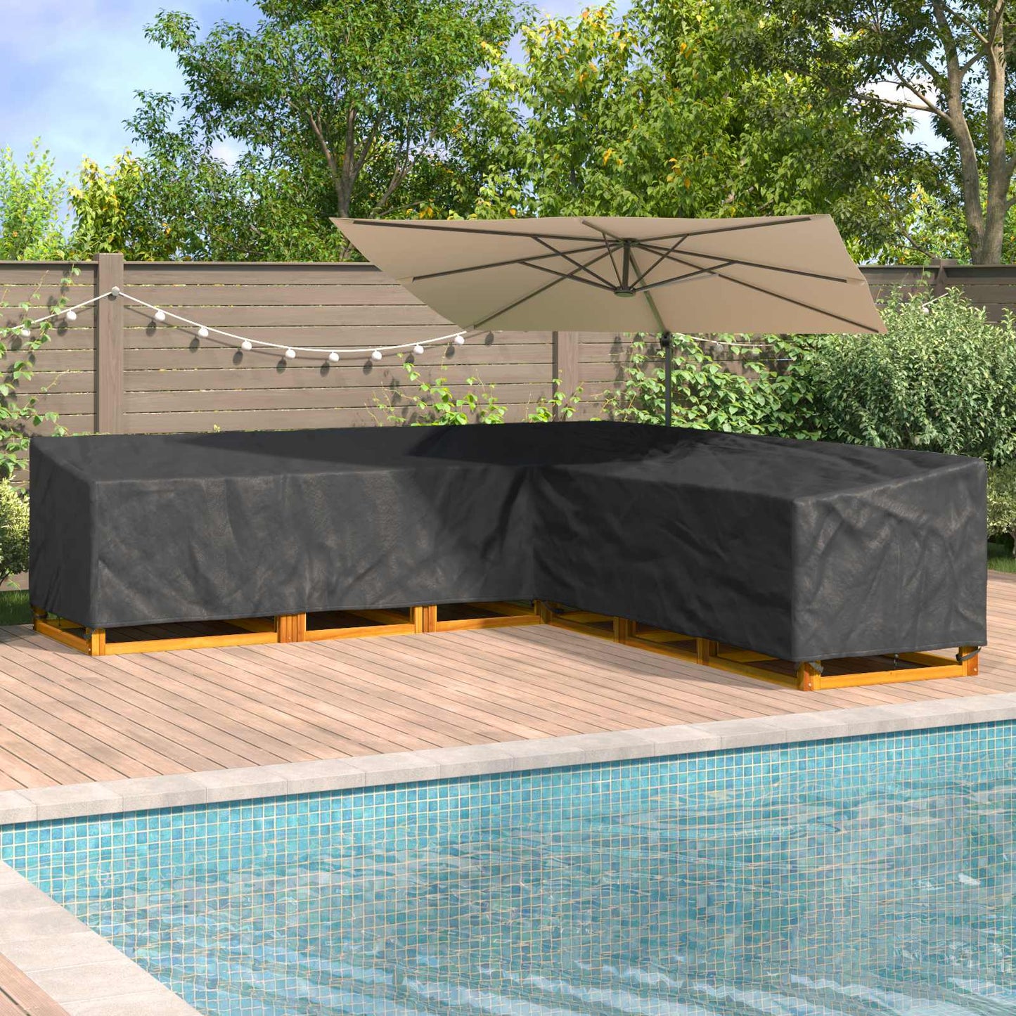 Copertura per mobili Nero 300 x 300 x 80 cm Tessuto Oxford 210D | homemem39