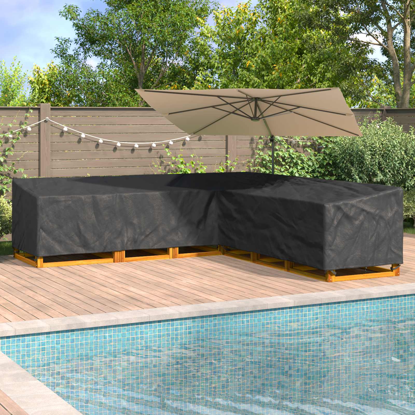 Copertura per mobili Nero 300 x 300 x 80 cm Tessuto Oxford 420D | homemem39