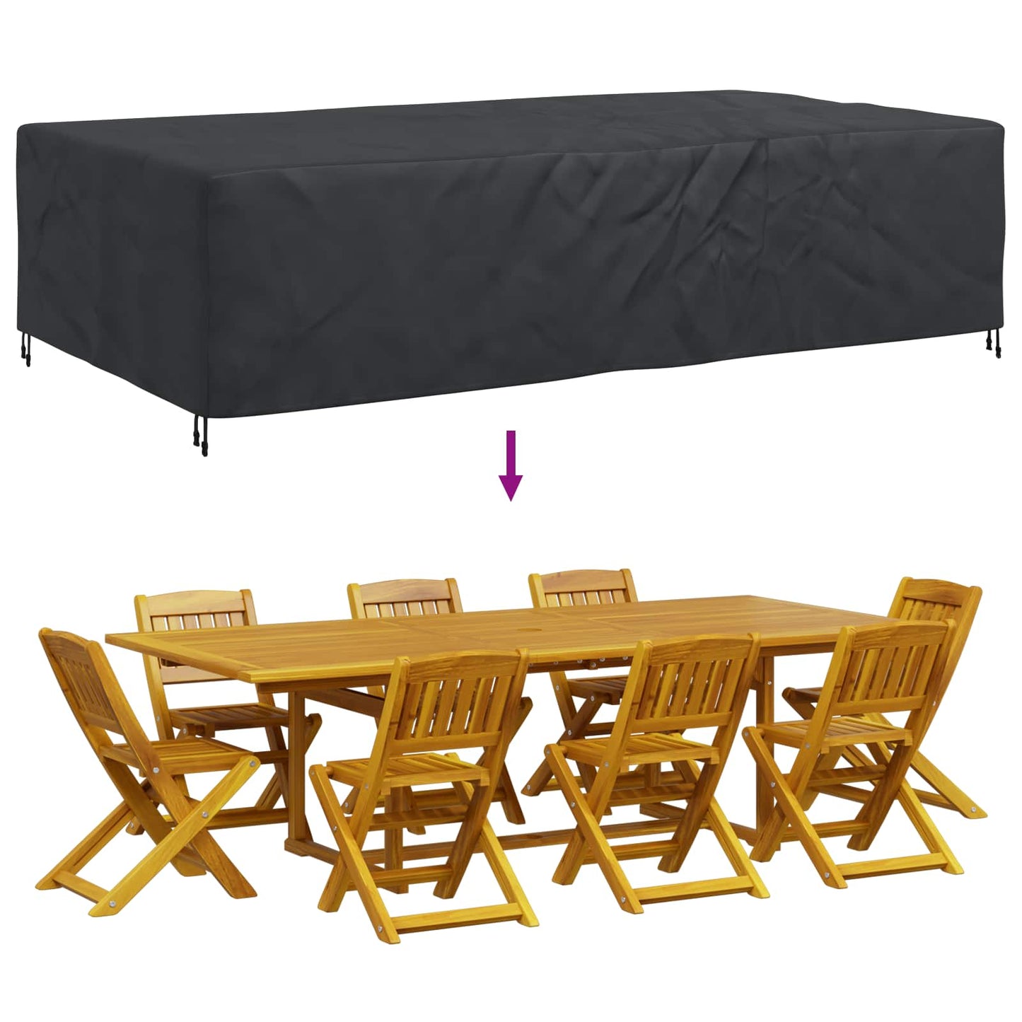 Copertura per mobili Tinta unita Nero 315 x 180 x 74 cm 420D | homemem39