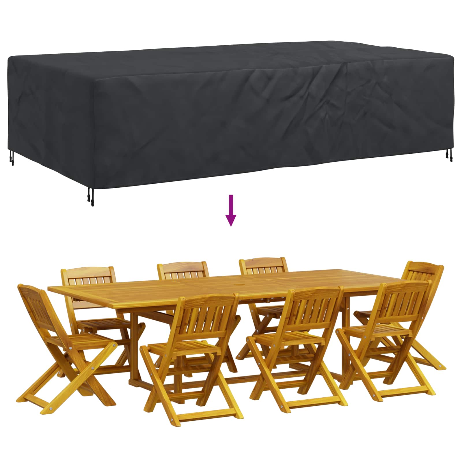 Copertura per mobili Tinta unita Nero 315 x 180 x 74 cm 420D | homemem39