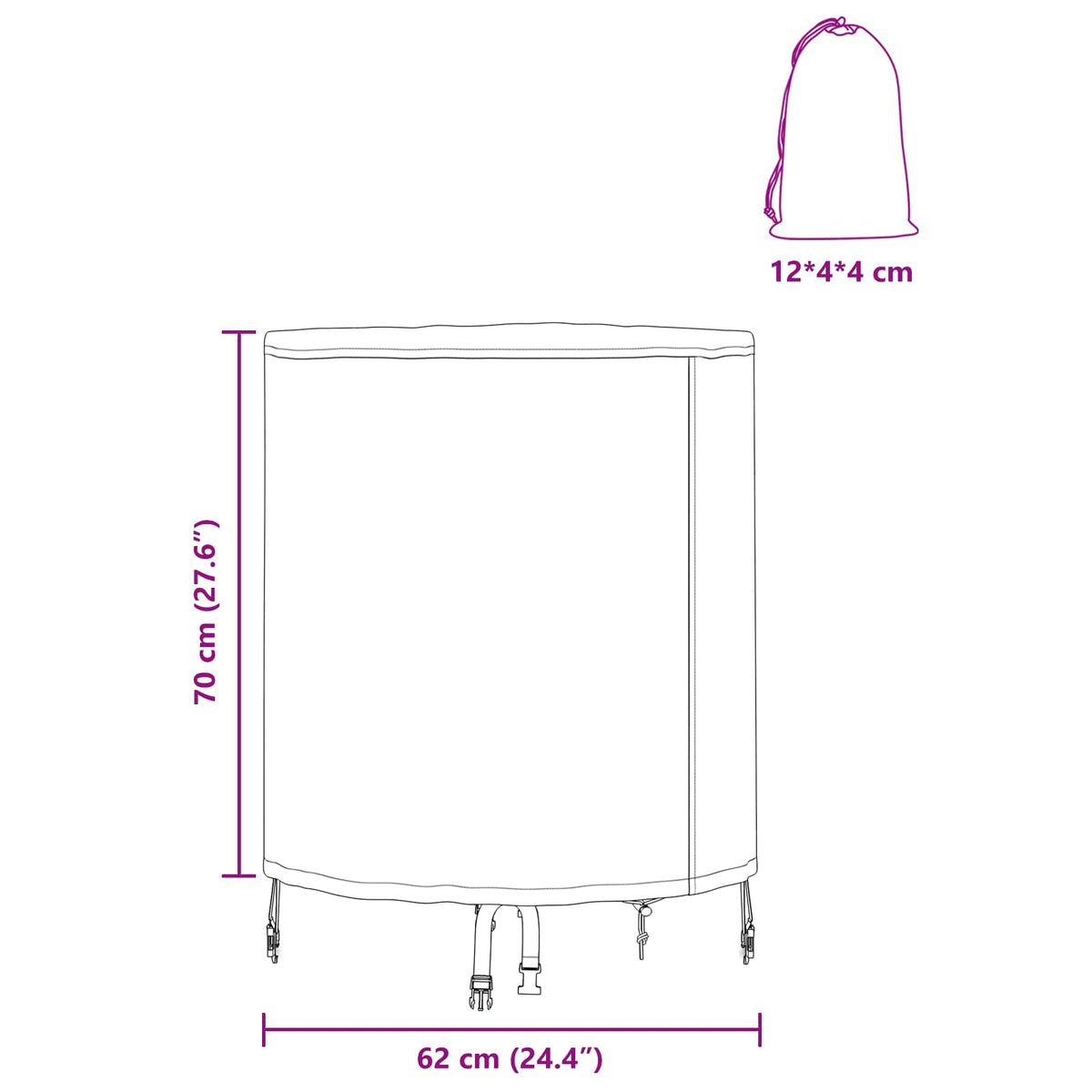 Copertura Tavolo 62 x 62 x 70 cm Tessuto Rotondo Impermeabile