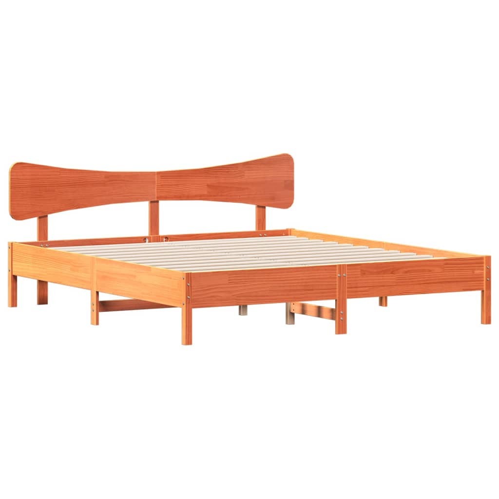 Giroletto senza Materasso Marrone Cera 200x200 cm Legno di Pino | homemem39